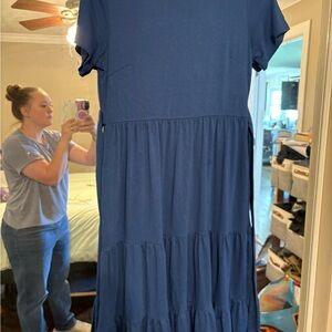 Elegant Blue Tiered Dress
